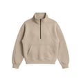 thumbnail image 5 of RUTAYY Women's Sweatshirt Long Sleeve Solid Color Quarter Zip Stand Collar Front Pocket Pullover Tops Beige, 5 of 5