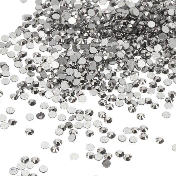 Piedras de strass redondas de fondo plano Uxcell, gemas de cristal de fondo plano para manualidades, ropa, decoración de arte de uñas gris oscuro SS10