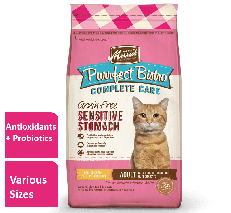 Merrick Purrfect Bistro Complete Care GrainFree Sensitive Stomach Recipe Dry Cat Food, 12 Lb