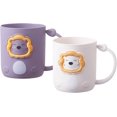 thumbnail image 1 of Vaso de baño, juego de 2 portacepillos de dientes, vaso de cepillo de dientes con bonito dibujo animado, vaso de plástico duradero, para uso diario de niños y niñas, 1 of 4