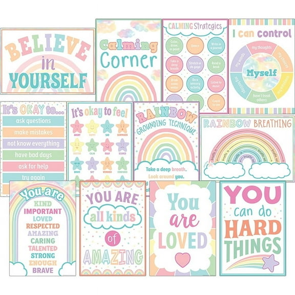 Teacher Created Resources Pastel Pop Calming Strategies Small Poster 12-Pack