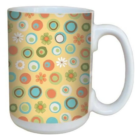 Debbie Mumm Bird - Tree-Free Greetings 79245 Dots and Daisies by Debbie Mumm Ceramic Mug with Full-Sized Handle, 15-Ounce