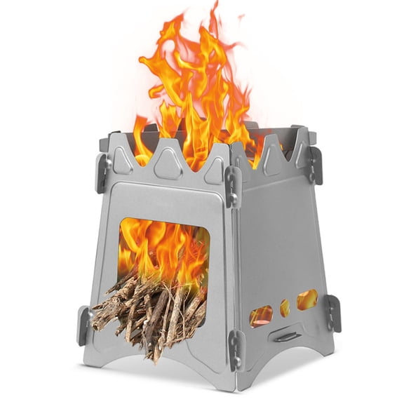 YAHHU Titanium Folding Wood Stove – Ultra‑Light 7.2oz Portable Stove for Backpacking, Camping, Survival & Picnics