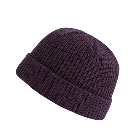 Kopltyrfg Classic Men s Warm Winter Hats Acrylic Knit Cuffed Daily Watch Hat Purple One Size