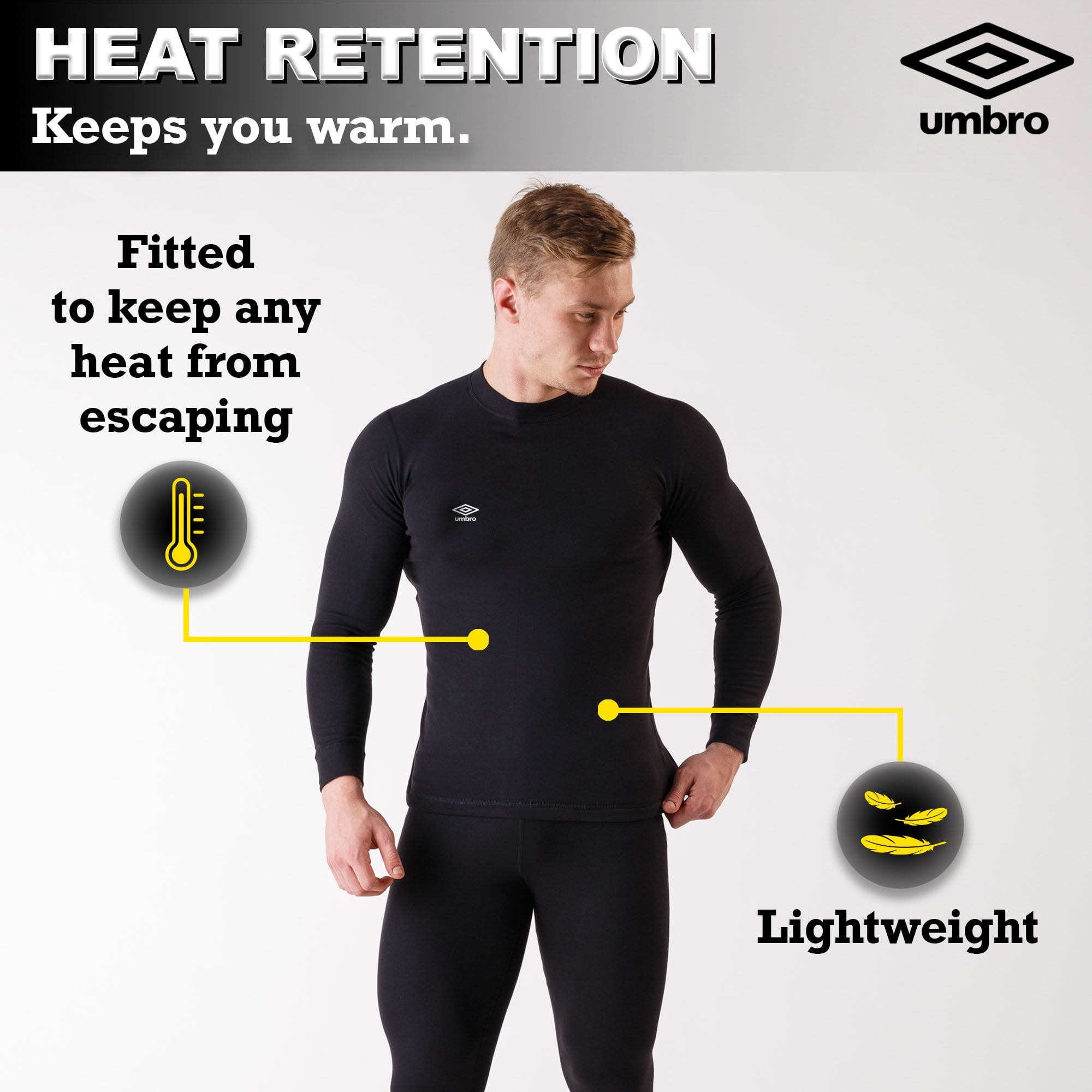 Umbro Mens Base Layer Thermal Leggings - Warm & Light Winter Pants for Men,  Compression Pants Men, Long Johns for Men