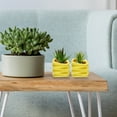 thumbnail image 3 of MyGift 4-Inch Folded Design Yellow Ceramic Plant Pot Planter, Set of 2, 3 of 7