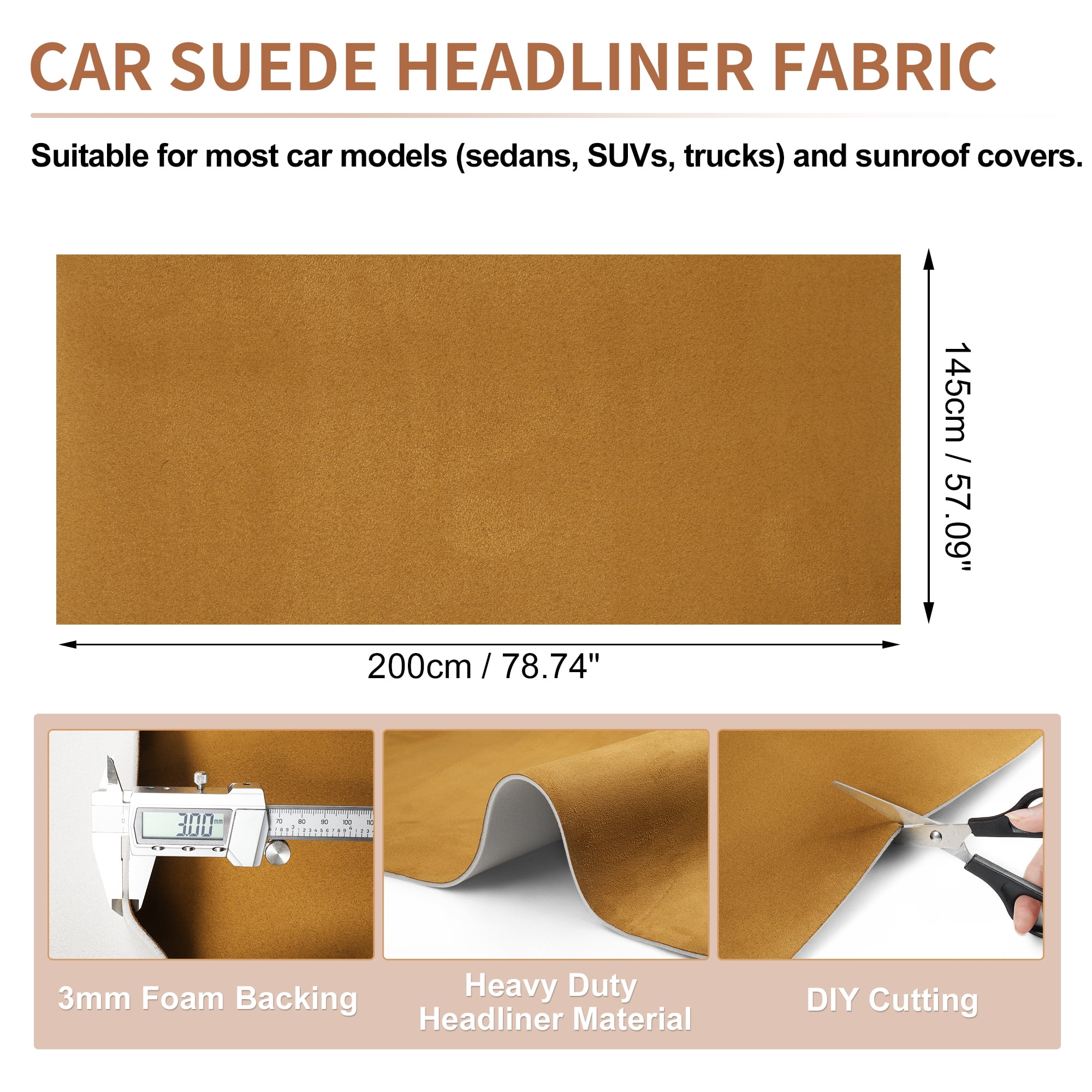 Unique Bargains Suede Fabric 150G Headliner Fabric 78.74