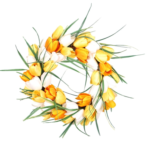 Toystoory - Colgador de puerta con corona, decoración de flores artificiales para boda, banquete, pared guirnaldas amarillo claro 30 centimetros Toystoory HA9035-05B