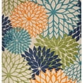 thumbnail image 4 of 9' X 12' Orange Green And Blue Floral Non Skid Indoor Outdoor Area Rug, 4 of 6