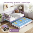 thumbnail image 2 of Memoryfield Twin Daybed with Trundle, Metal Bed Frame with Charging Station & LED Lights, Steel Slat Support for Living Room, Guest Room & Small Spaces, Purple, 2 of 7