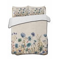 thumbnail image 2 of Blue Teal Spring Floral Twin Size Down Alternative Comforter,Lightweight Comforter Quilt Bedding Set with Pillow Shams Watercolor Botanical Summer Flowers Bed Comforter Duvet Insert 68"x86", 2 of 7