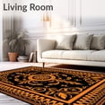 thumbnail image 2 of ODIKA 6'x9' Machine Washable Non-Slip Area Rug, Botanical Crest with Stylized Leaf Motif and Central Medallion High Traffic Rug with Pad, Black, 717630, 2 of 8
