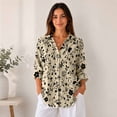 thumbnail image 5 of Nyfairy Plus Size Women's Floral Embossed Print Long Sleeve Button Down Casual Shirt, 5 of 5