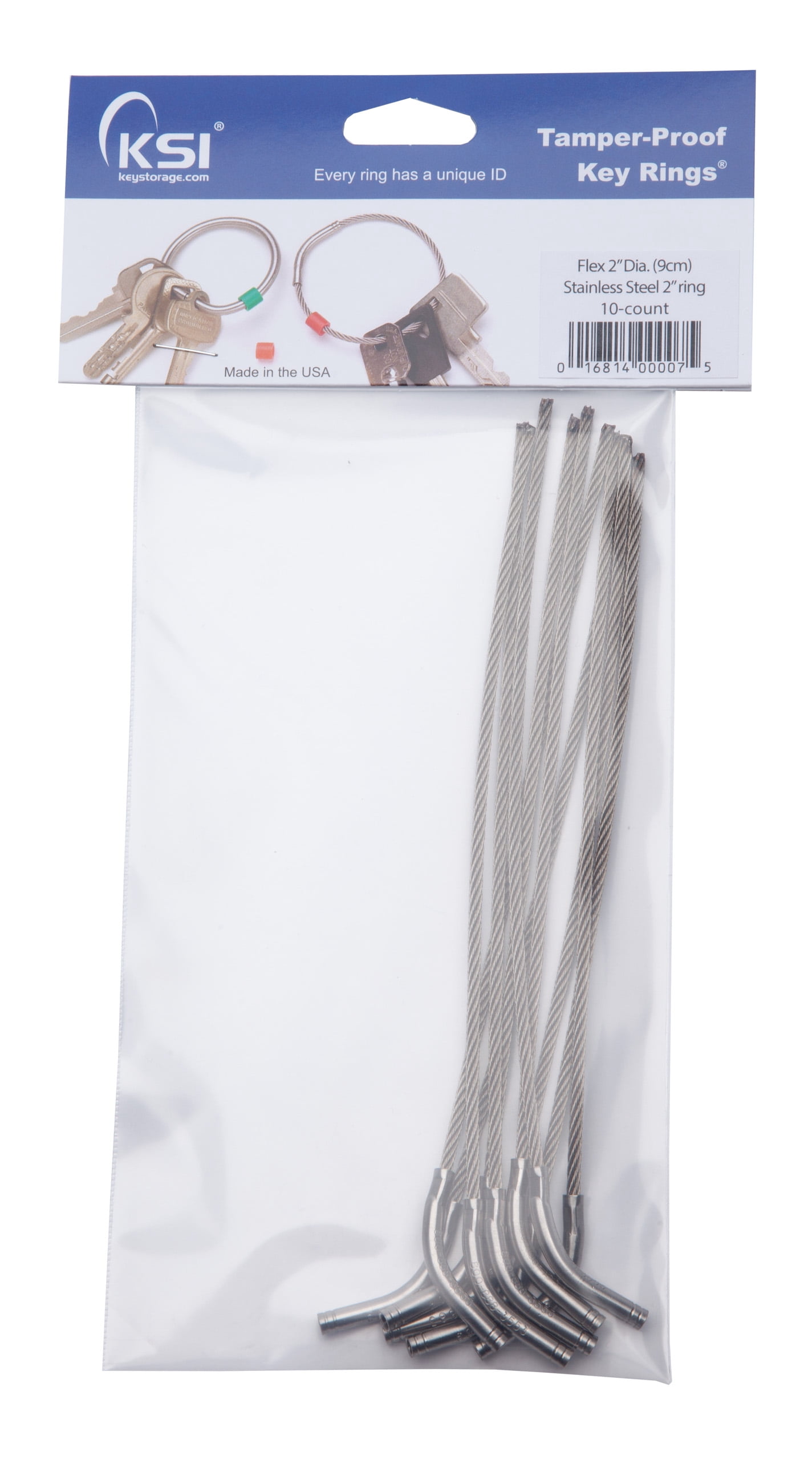Key Systems, Inc. Tamper Proof Key Ring Flex 2" Dia. (5 cm) 10 Pack