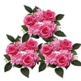 thumbnail image 1 of 3 Pack Artificial Rose Candle Ring Flower Wreaths for Candlestick Wedding Table Decoration, 1 of 5