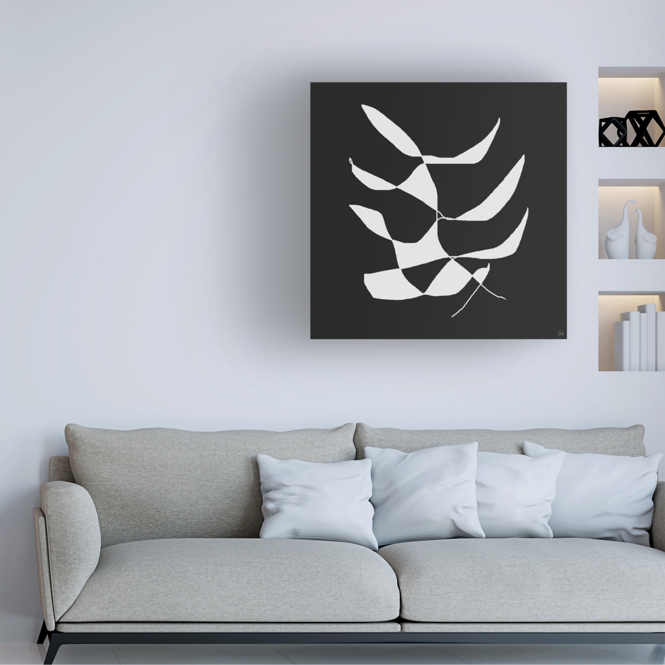 Canvas Wall Art - Line and Brush 'White To Plant 3' Wall Art for Living Room, Bedroom, or Office Décor by Trademark Fine Art - 35 x 35 Inches