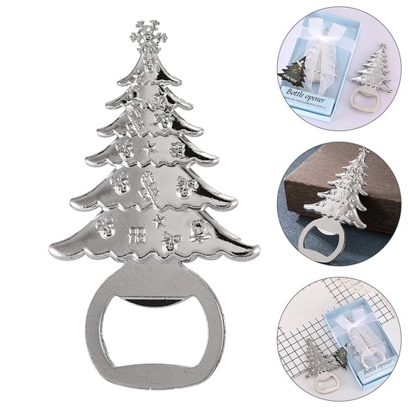 PAMINGONO 2Pcs Attractive Christmas Tree Appearance Zinc Alloy Bottle Opener for Home and Bar Silver