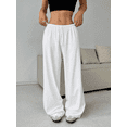 thumbnail image 2 of Women’s Solid Wide-Leg Pants, Elastic Waist Drawstring Lounge Trousers, High-Comfort Casual Loose Fit Pants, Lightweight Everyday Relaxed Fit Bottoms, 2 of 7
