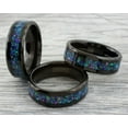 thumbnail image 3 of Tungsten Carbide Rings for Men Wedding Bands for Him 8mm Black Opal Stripe Celestial Galaxy Multi-Faceted Edge, 3 of 5