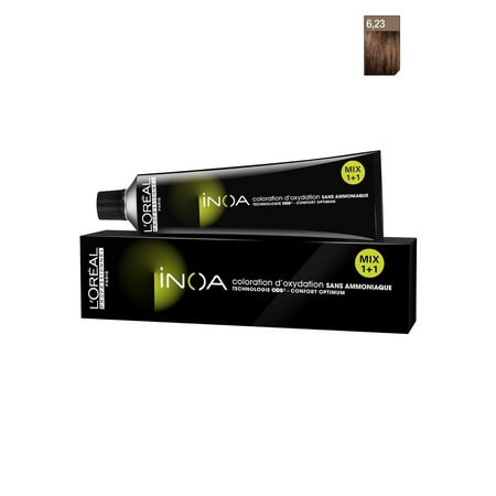 Loreal Professional Inoa Hair Colour Tubes-3 Tubes*No 6.23 (Dark Iridescent Golden Blonde) + 1 Pc Of Inoa Developer 20 Vol (6%) 1000 (Best Professional Hair Bleach For Dark Hair)
