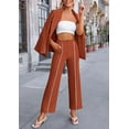thumbnail image 4 of PRETTYGARDEN Women's Fall Spring 2 Piece Blazer Outfits Business Casual Oversized Jacket Wide Leg Work Pants Dressy Suit Set, 4 of 8