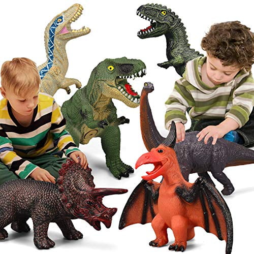 6 Piece Jumbo Dinosaur Toys for Kids and Toddlers,Jurassic World Blue