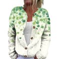 thumbnail image 2 of St. Patrick's Day Cardigan Sweaters for Women Button Down Lucky Irish Clover Print Crew Neck Soft Cardigan Outerwear Spring St. Patrick's Day Tops, 2 of 5