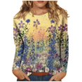 thumbnail image 1 of TSADFHJI Longues Hauts à Manches pour Femmes Pack Mode Décontractée Imprimé Col Rond T-Shirt à Manches Longues TTG Violet Foncé, 1 of 5