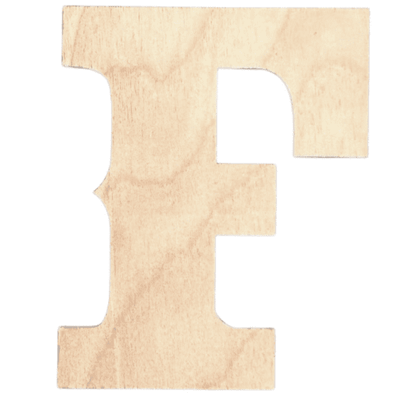 Krafty Supply 16" Tall Western Block - Birch Letter F | 1/4" Thick Birch | Unfinished Wooden Letters | Craft Alphabet Initials