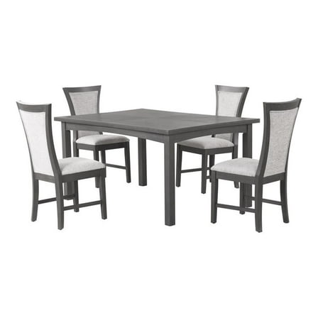 Pemberly Row Transitional 5-Piece Solid Wood Dining Set in Gray