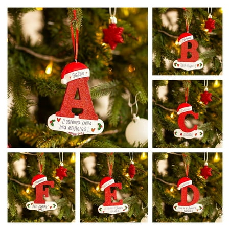 

Gwong Personalized Letter Pendant with Bead Lanyard Acrylic Xmas Shiny A-Z Hanging Ornament Party Supplies