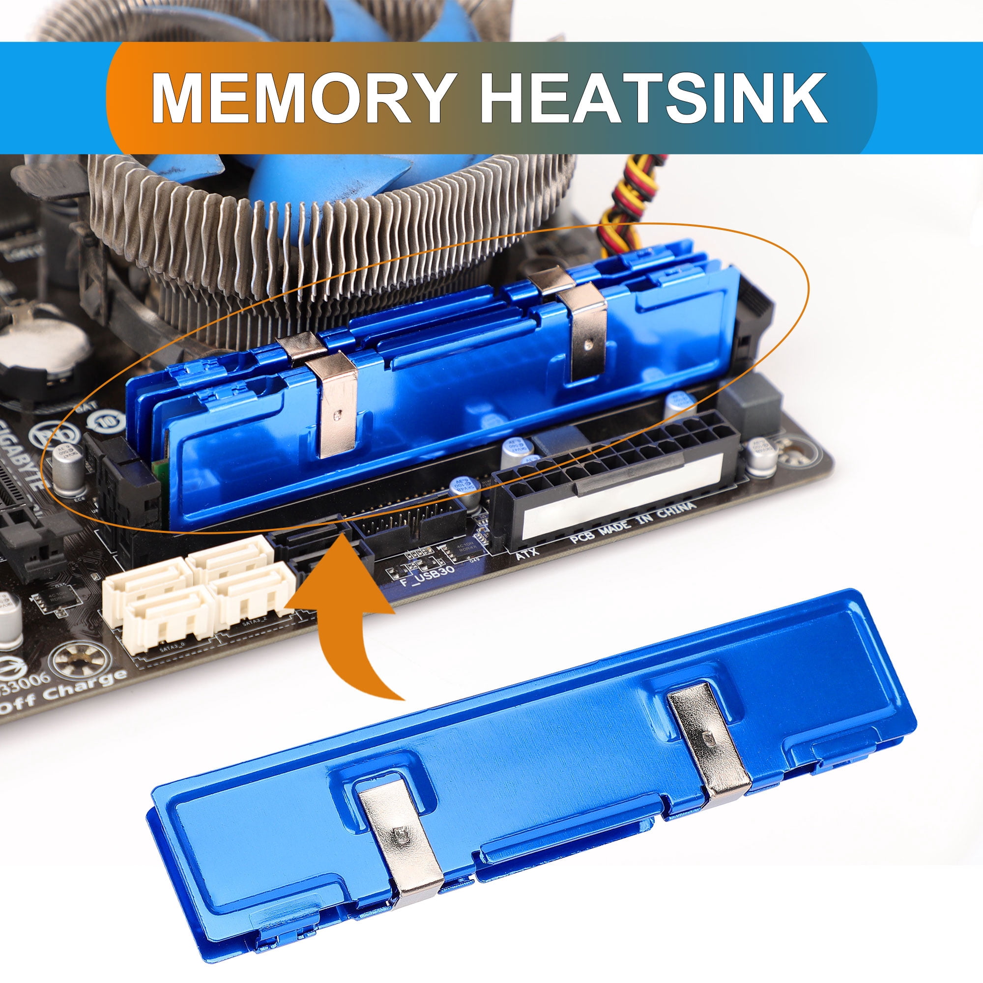 Unique Bargains 2 Pcs Aluminum Heat Sink DDR Memory Heat Spreader Shim Computer Cooling