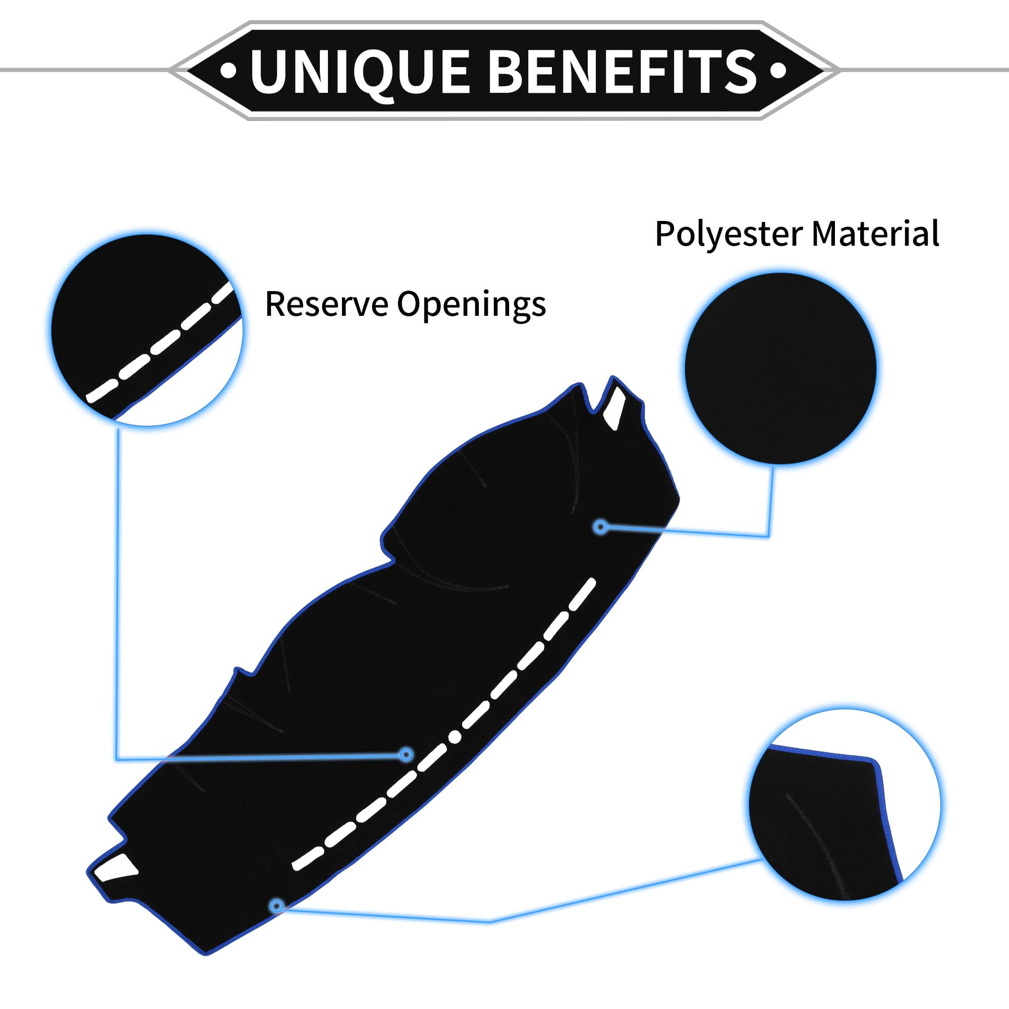 Unique Bargains Dashboard Covers for Hyundai Elantra 2007-2010 Non-Slip Dash Cover Mat Polyester Black, Blue Front