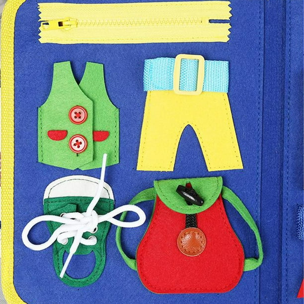 8 Pieces Early Learning Toys Toddlers Learn to Dress Practice Boards Basic  Life Skills Busy Board Includes Zip, Snap, Button, Buckle, Lace and Tie for