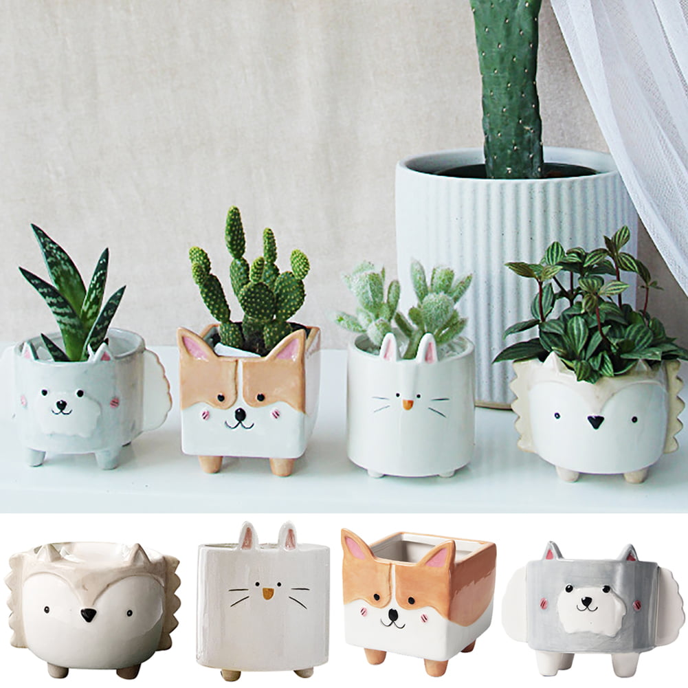 Cute Animal Succulent Cactus Resin Flower Pots Mini Planter for Indoor Office 