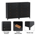 thumbnail image 5 of Weselon 5 Drawer Fluted Dresser for Bedroom, Modern Closet Chest of Drawers with Waveform Panel, Wood Storage Dresser Organizer, Black, 5 of 9