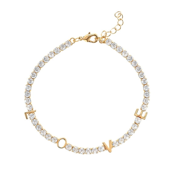 Believe by Brilliance Women's Gold Plated Cubic Zirconia Love Bracelet