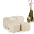 thumbnail image 1 of Atlin Designs 35" Wide Rectangle Contemporary Faux Leather 5 Piece Storage Upholstered Ottoman, Footrest Stool, Coffee Table with 2 Serving Trays, for The Living Room, Bedroom, in Cream, 1 of 2