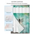 thumbnail image 2 of No Hook Shower Curtain with Snap in Liner,Black White Dragonfly Texture Waterproof Bath Curtain Double Layers with See Through Top Window,Abstract Green Yellow Ombre Hotel Shower Curtains 72x72in, 2 of 9