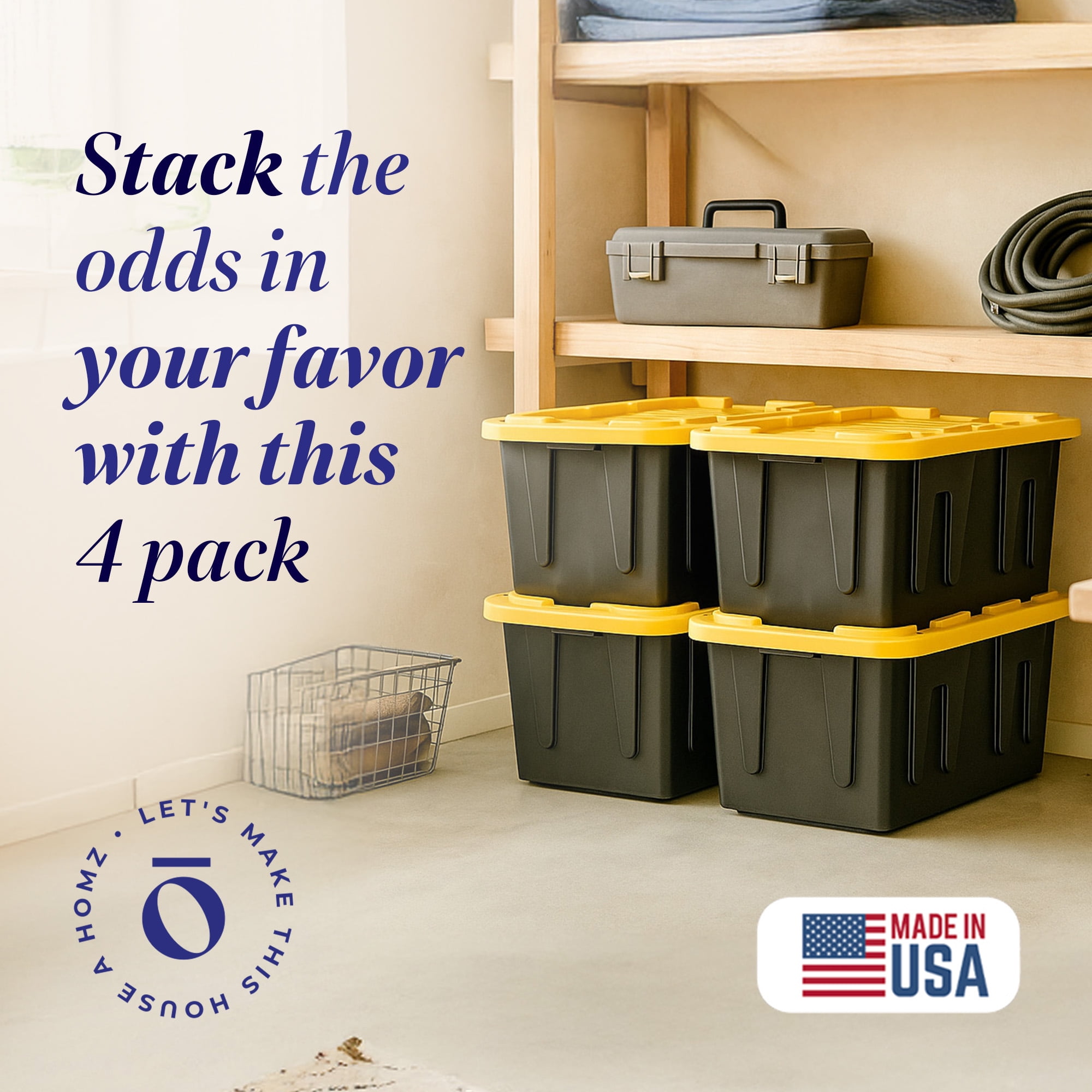 Homz Durabilt Heavy Duty 27 Gallon Plastic Organizer Storage Bin