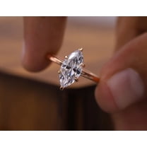 solitaire jewels 2CT Marquise Moissanite Hidden Halo Engagement Ring For Women, 14K Rose Gold