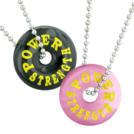 Power and Strength Best Friends or Love Couples Amulets Pink Simulated Cats Eye and Black Agate (Best Of Cat Power)