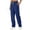 01-Dark Blue, variant on Women's Solid Color Comfort Drawstring Pants, Tapered Leg with Elastic Waist and Pockets for Care Work - Blue - M