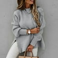thumbnail image 5 of Herrnalise Women's Knitted Crop Tops Fashion Women Solid Color Long Sleeve Pullove O Neck Shirt Sweater Tops Pullover Jumper Sweaters, 5 of 7