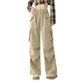 thumbnail image 1 of TINZ Women's Casual Pants Loose Straight Leg Comfortable Everyday Wear Drawstring Pocket Trousers For All Seasons With Pure Color Design Womens Workout Pants Pant Romper for Women Casual, 1 of 4