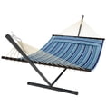 thumbnail image 1 of Outsunny Hamac avec Support Robuste 139 Pouces, Bleu et Blanc, 1 of 10
