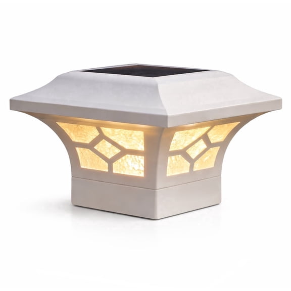 Kingston Solar Post Cap - Fits 2"x2", 2.5"x2.5", and 3"x3" Posts - White Aluminum