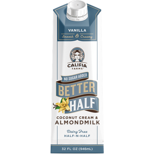 Califia Farms Vanilla Better Half Coffee Creamer 32 Oz Half And Half Coconut Cream And Almond Milk Non Dairy Plant Based Vegan Keto Sugar Free Zero Carb Shelf Stable Walmart Com