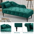 thumbnail image 4 of SYNGAR Tufted Upholstered Velvet Rolled Arm Chaise Lounges Indoor Chair, Right Arm Facing Chaise Lounge with Pillow, Nailhead Trim and Solid Wood Legs for Living Room Bedroom Office, Green, 4 of 12