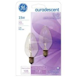 

6PC GE Lighting GE Lighting 48394 15 Watt Aura Descent Torpedo Shaped Flame Bulb Candelabra Base (Case of 6)
